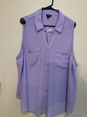 Madison Georgette Button-Up Sleeveless Shirt